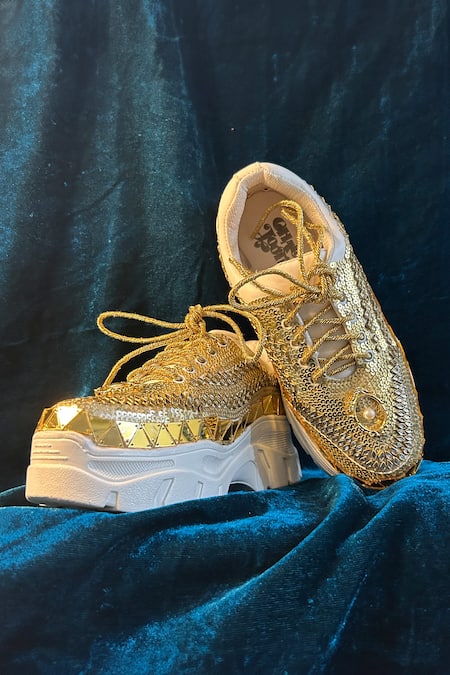 Buy Chal Jooti Gold Goddess Sequin Embellished Sneakers Online at Aza Fashions Buy_Chal Jooti_Gold Goddess Sequin Embellished Sneakers _Online_at_Aza_Fashions