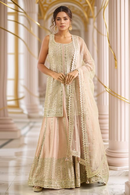 Suhino Mirror & Sequin Embroidered Kurta Sharara Set 