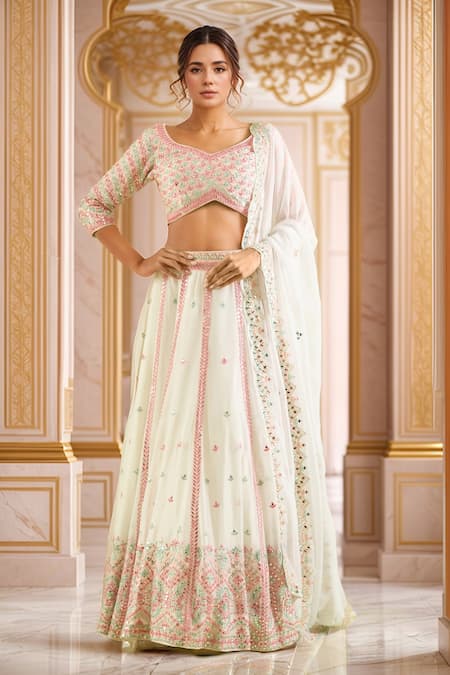 Suhino Organza Mirror Embroidered Lehenga Set 