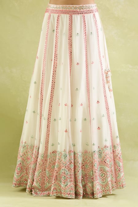 Buy SUHINO White Organza Mirrors, Embroidery Lehenga Set Online at Aza Fashions Buy_SUHINO_White Organza Mirrors, Embroidery Lehenga Set _Online_at_Aza_Fashions
