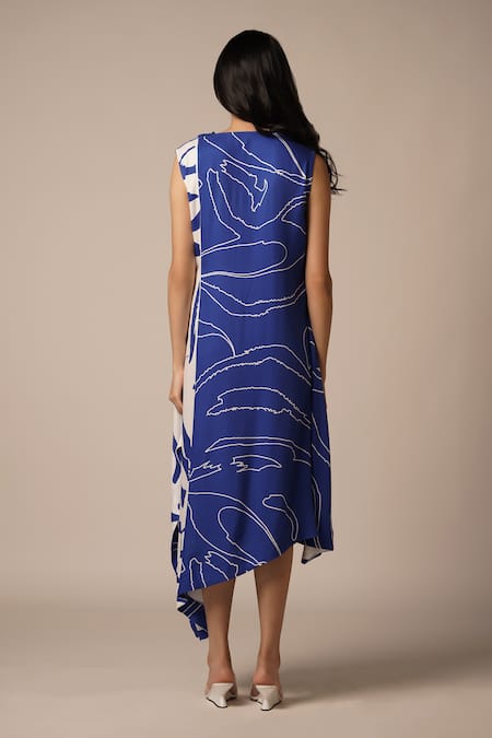 Advait Abstract Print Pleated High Low Dress