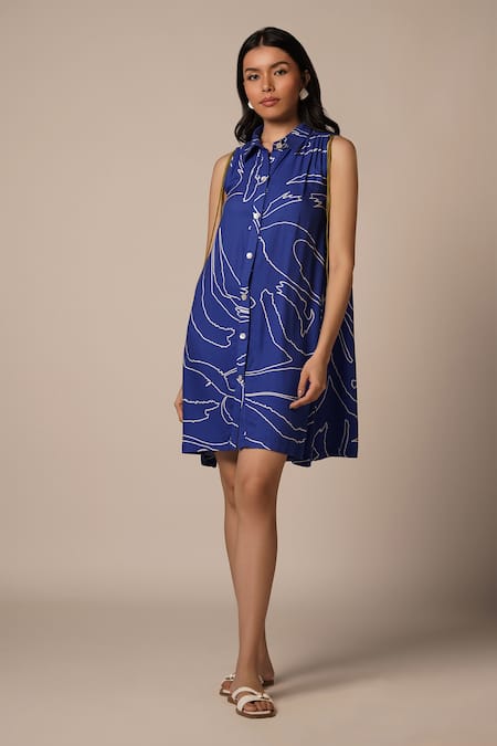 Advait Cari Galaxy Print Collared Short Dress 