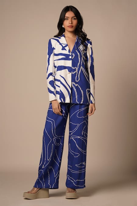 Advait Cari Abstract Print Pleated Trouser 