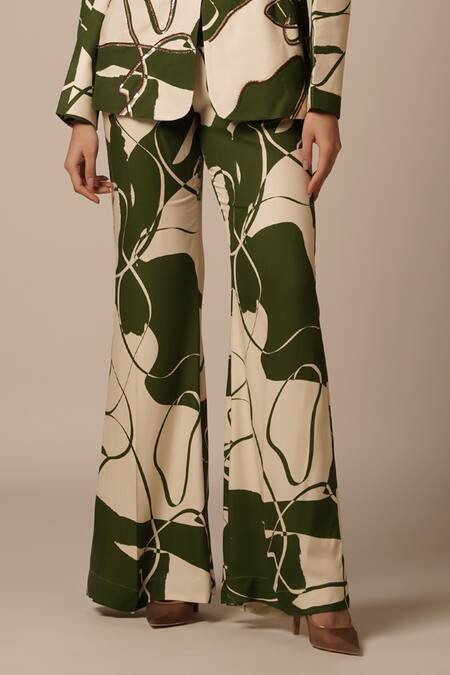 Advait Beige Lenzing Modal Print Abstract Wave Lapel Collar Neck Blazer Online at Aza Fashions Advait_Beige Lenzing Modal Print Abstract Wave Lapel Collar Neck Blazer _Online_at_Aza_Fashions