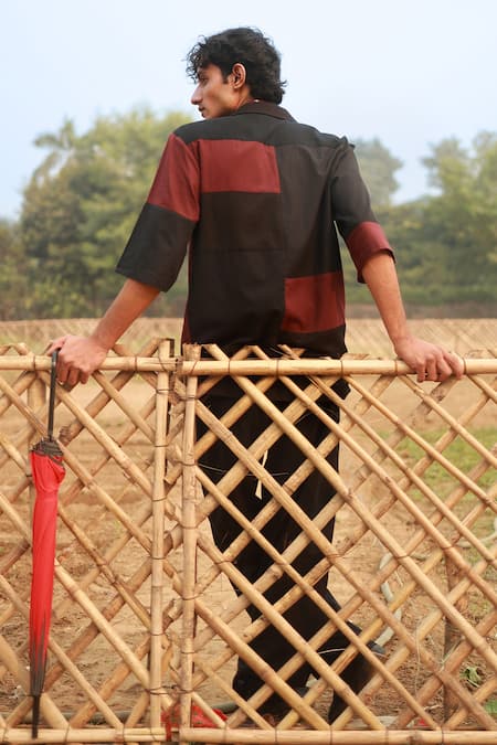 Buy_Doodlage_Black Cotton Blend Patchwork Tile Shirt And Trouser Set _Online_at_Aza_Fashions