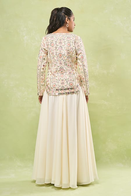 Samyukta Singhania Mirror Embroidered Jacket & Skirt Set 