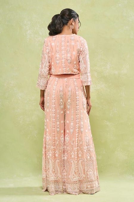 Samyukta Singhania Paisley Embroidered Peach Sharara Set