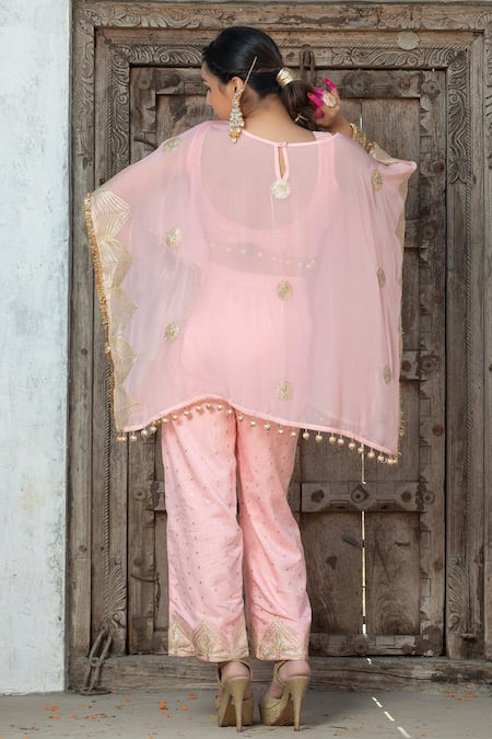 Monk & Mei By Sonia Anand Floral Gota Embroidered Kaftan Set 