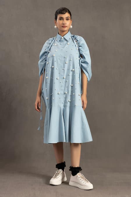 POOJA SHROFF Denim Shirt Dress 