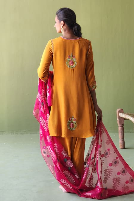 Pooja Singhal Bloom Crest Marodi Embroidered Anarkali Set 