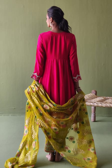 Pooja Singhal Bloom Paisley Marodi Embroidered Anarkali Set 