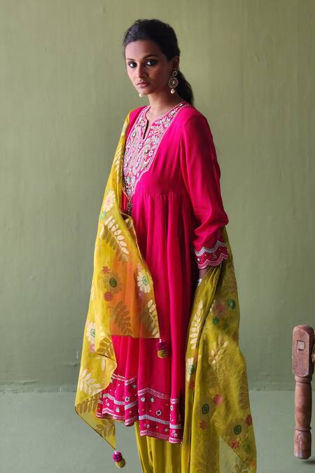 Buy Pooja Singhal Pink Silk, Tissue Pearls, Sequins, Embroidery Bloom Paisley Marodi Anarkali Set Online at Aza Fashions Buy_Pooja Singhal_Pink Silk, Tissue Pearls, Sequins, Embroidery Bloom Paisley Marodi Anarkali Set _Online_at_Aza_Fashions