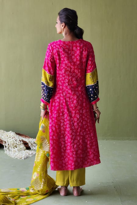 Pooja Singhal Floral Print Marodi Embroidered Anarkali Set 