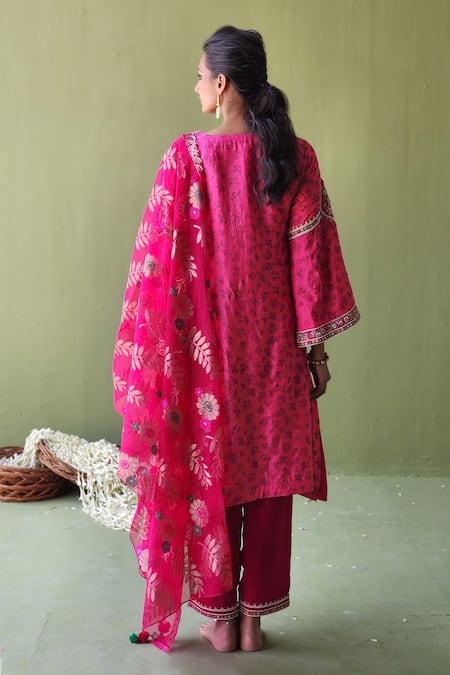 Pooja Singhal Bahar Print Marodi Embroidered Kurta Set 