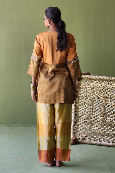 Pooja Singhal Colorblocked Marodi Embroidered Kurta Set 