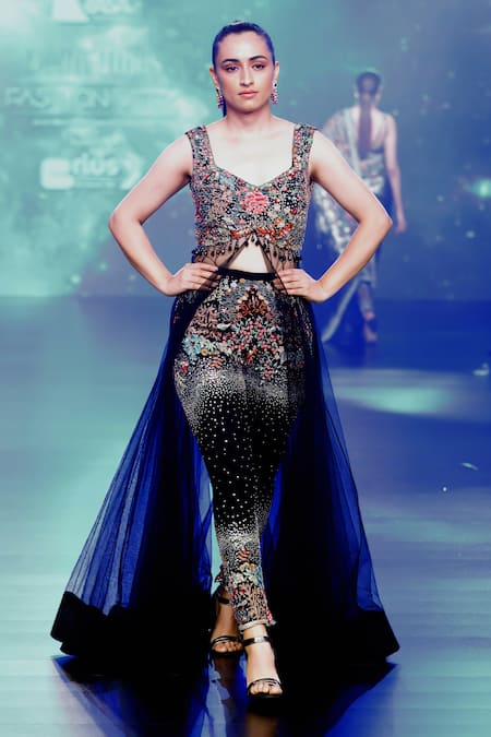 Rabani & Rakha Resham & Sequin Embroidered Gown With Pant 