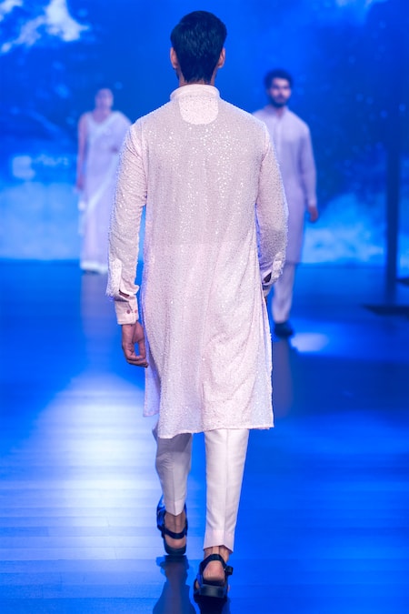 Shop Rabani & Rakha Purple Georgette Sequins, Cut Work Lilac Embroidered Kurta Set at Aza Fashions Shop_Rabani & Rakha_Purple Georgette Sequins, Cut Work Lilac Embroidered Kurta Set _at_Aza_Fashions