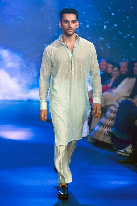 Rabani & Rakha Sequin Tonal Embroidered Kurta With Pant 