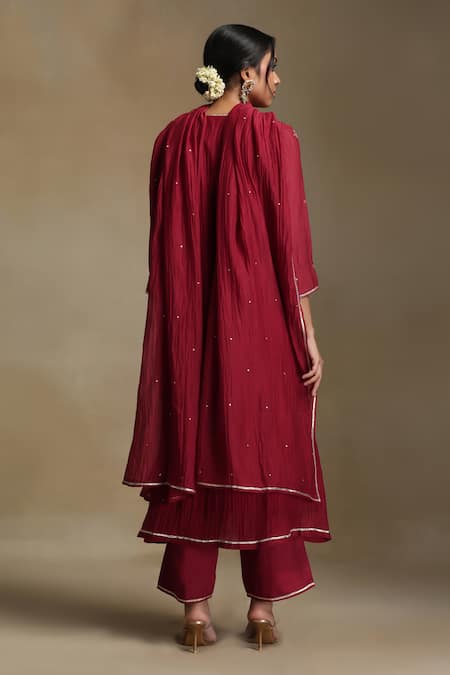 Weaver Story Floral Gota Patti Embroidered Kurta Set