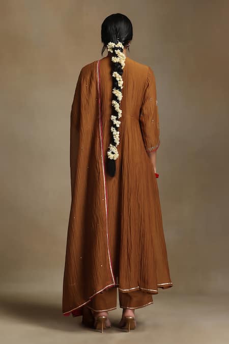 Weaver Story Mustard Yellow Chanderi Angarkha Set 