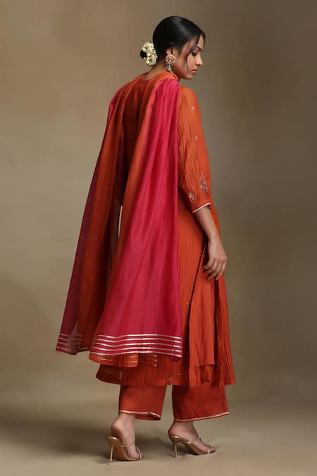 Weaver Story Floral Sequin Embroidered Chanderi Kurta Set 