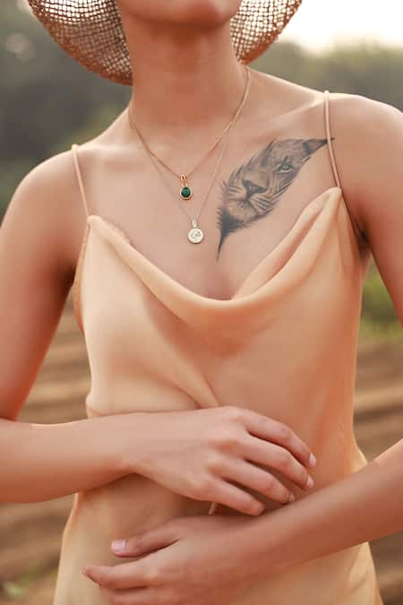Shop_Doodlage_Beige Bemberg Solid Cowl Draped Maxi Dress _Online_at_Aza_Fashions