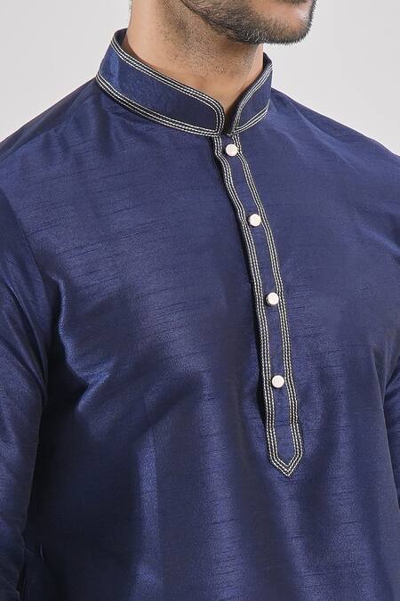Buy Arihant Rai Sinha Blue Silk Embroidery Navy Thread Work Kurta And Churidar Set Online at Aza Fashions Buy_Arihant Rai Sinha_Blue Silk Embroidery Navy Thread Work Kurta And Churidar Set _Online_at_Aza_Fashions