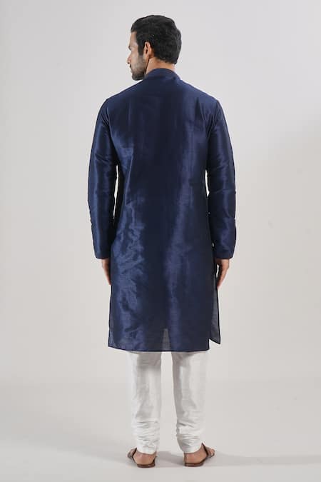 Arihant Rai Sinha Navy Blue Thread Embroidered Kurta Set 