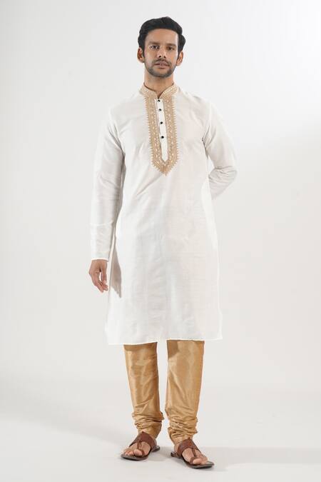 Buy Arihant Rai Sinha Cream Polyester, Silk Embroidery Contrast Kurta Set Buy_Arihant Rai Sinha_Cream Polyester, Silk Embroidery Contrast Kurta Set