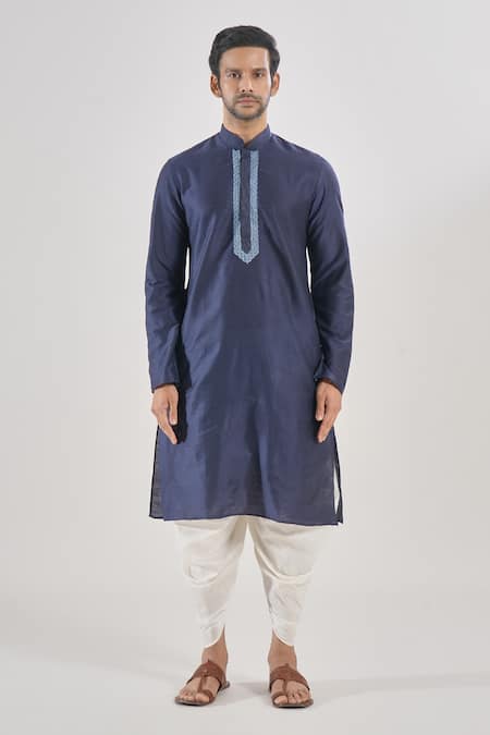 Buy Arihant Rai Sinha Blue Polyester, Silk Embroidery Thread Navy Kurta Set Online at Aza Fashions Buy_Arihant Rai Sinha_Blue Polyester, Silk Embroidery Thread Navy Kurta Set _Online_at_Aza_Fashions