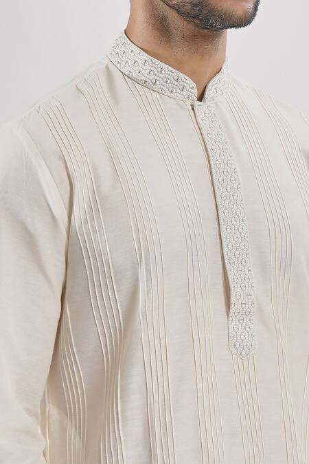 Arihant Rai Sinha Cream Polyester, Silk Beads, Embroidery Geometric Kurta Set Online at Aza Fashions Arihant Rai Sinha_Cream Polyester, Silk Beads, Embroidery Geometric Kurta Set _Online_at_Aza_Fashions
