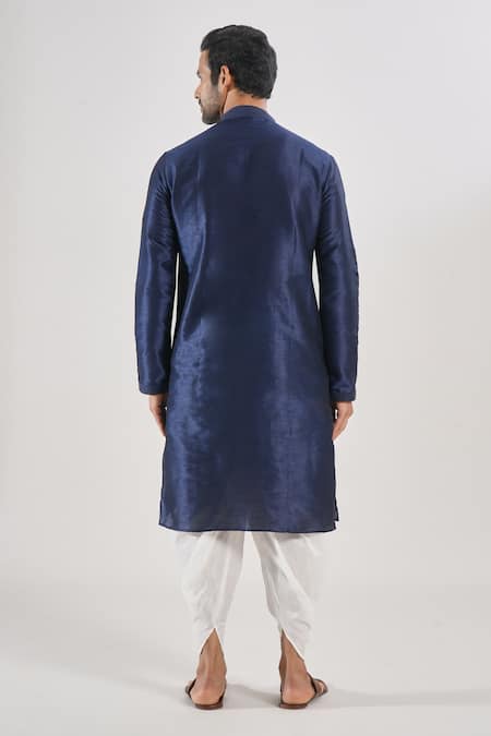 Shop Arihant Rai Sinha Blue Silk Embroidery Floral Placket Kurta And Patiala Set at Aza Fashions Shop_Arihant Rai Sinha_Blue Silk Embroidery Floral Placket Kurta And Patiala Set _at_Aza_Fashions