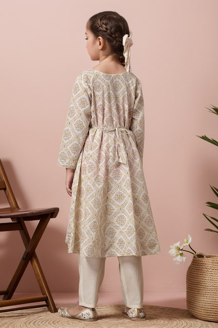 Petite Pomme Geometric Print Kurta & Trouser Set 