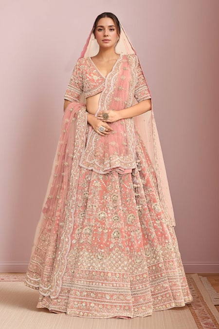 Kalighata Midaas Embroidered Velvet Bridal Lehenga Set 