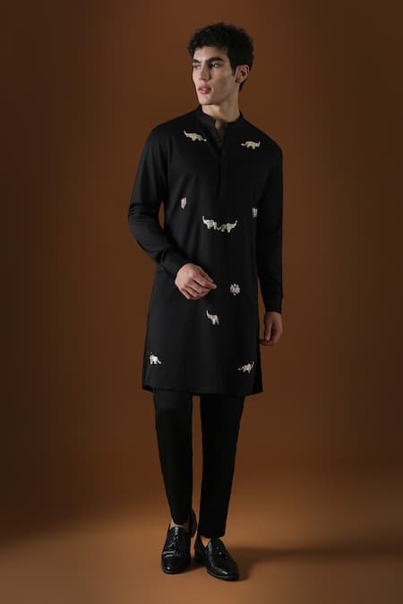 KOMAL KOTHARI Cotton Elephant Embroidered Kurta 