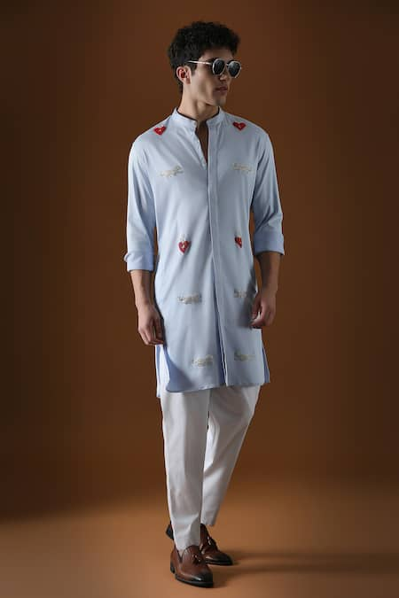 KOMAL KOTHARI Heart & Panther Embroidered Front Button Down Kurta 