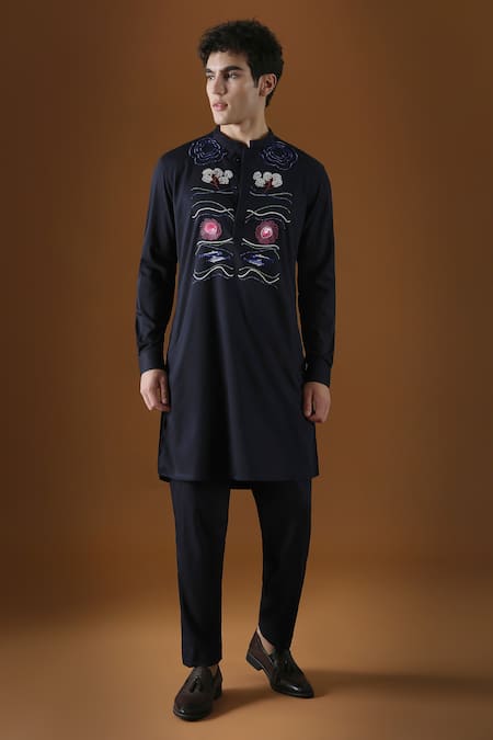 KOMAL KOTHARI Oceanic Depths Embroidered Kurta 