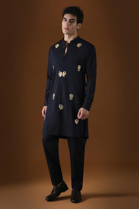 KOMAL KOTHARI Cotton Peacock Embroidered Kurta 