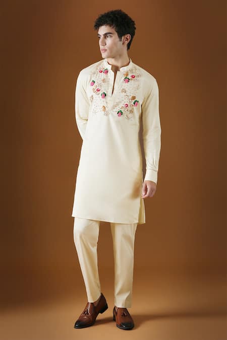 KOMAL KOTHARI 3D Wild Flowers Embroidered Kurta 