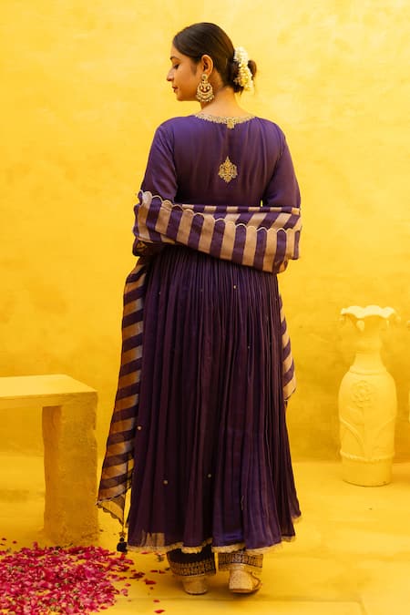 Mithi Supari Zardozi Embroidered Anarkali Set 