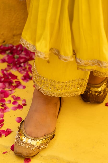 Shop_Mithi Supari_Purple Chanderi, Silk, Tissue Zari, Embroidery V-neck Zardozi Anarkali Set 