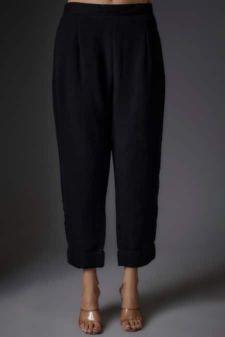 Studio A_Black Georgette Cut Work Mandarin Collar Cutdana Embroidered Jacket Kurta Set _Online_at_Aza_Fashions