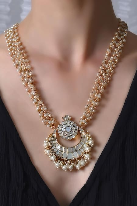 Shlok Jewels Gold Plated Noor Chand Bloom Pendant 