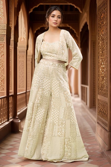 Samyukta Singhania Geometric Sequin Embroidered Sharara Set 