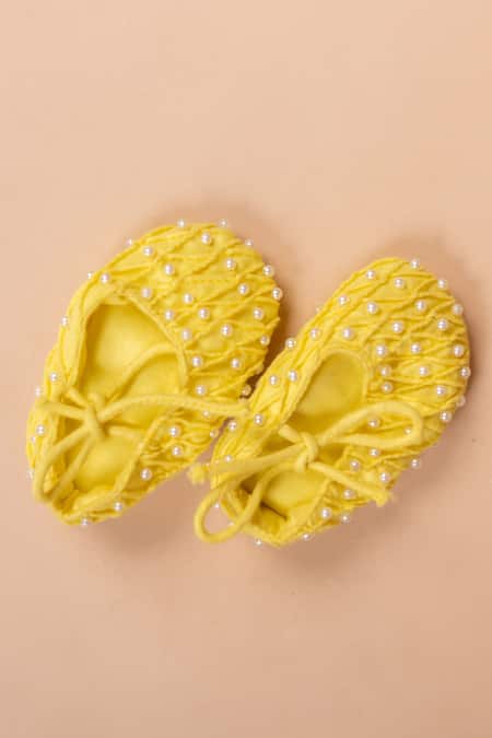 Lil Angels_Yellow Silk, Cotton Beads Hot Air Balloon Embroidered Kurta Set _Online_at_Aza_Fashions