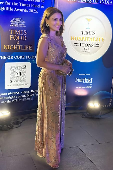 Shop_Babita Malkani_Gold Silk, Organza Pearls, Crystals V-neck, Open Embellished Jacket Pant Set _Online_at_Aza_Fashions