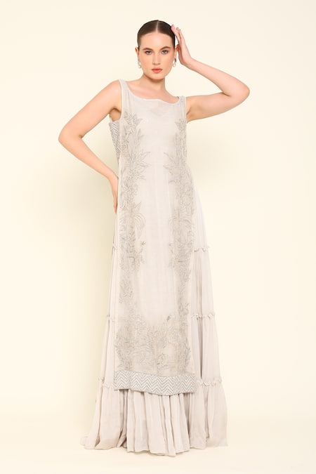 AMRTA by GUNEET KONDAL Enchanted Lake Embroidered Overlay With Maxi Dress 