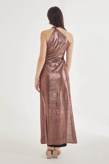 Cham Cham Metallic Asymmetric Top & Ruffle Skirt