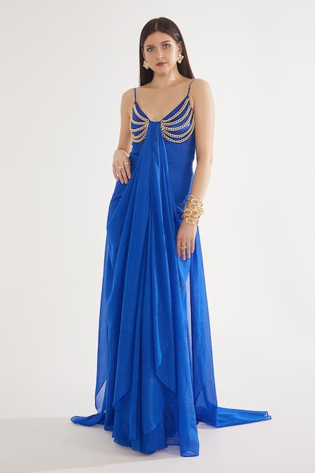 Cham Cham Chain Embellished Draped Gown 