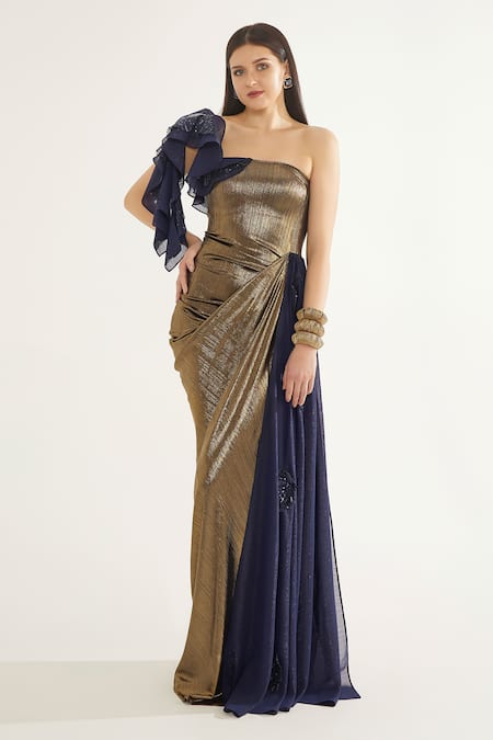 Cham Cham Metallic Sequin Embellished Gown 